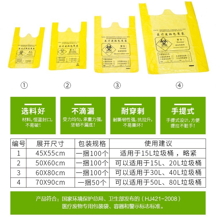 可降解黃色標(biāo)識(shí)醫(yī)療專(zhuān)用廢棄物垃圾袋執(zhí)行標(biāo)準(zhǔn)